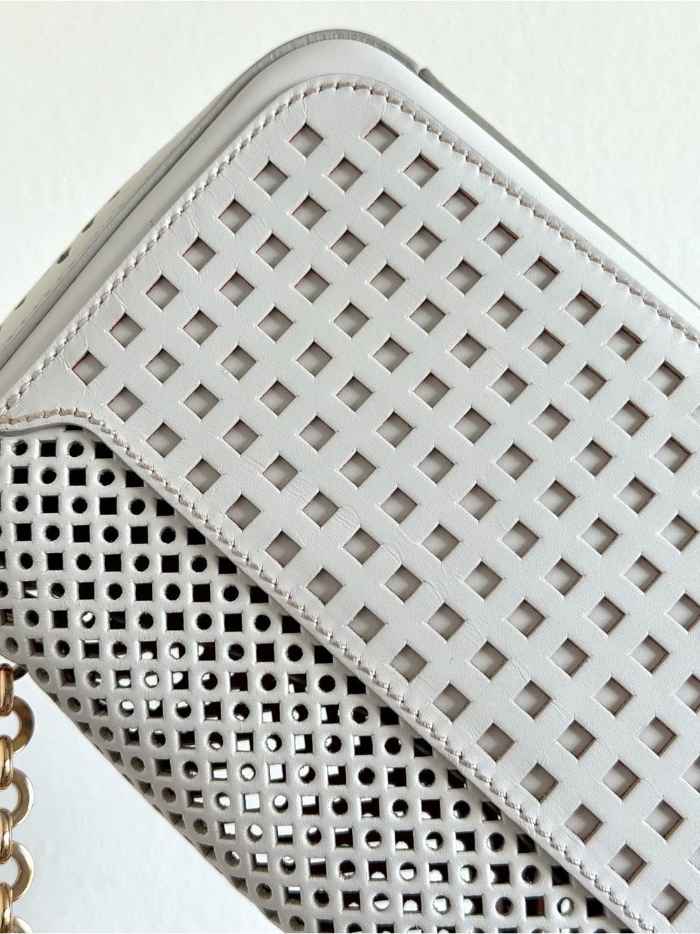 Salvatore Ferragamo Gancini Perforated Leather Chain Shoulder Bag - Picture 15 of 15